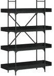 vidaXL B&uuml;cherregal 4 B&ouml;den Schwarz 100x33x145,5 cm Holzwerkstoff