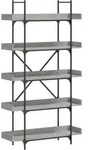 vidaXL B&uuml;cherregal 5 B&ouml;den Grau Sonoma 100x33x180,5 cm Holzwerkstoff