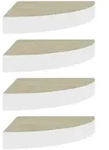 vidaXL Eck-Schweberegale 4 Stk. Eichen-Optik und Wei&szlig; 25x25x3,8 cm MDF