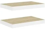 vidaXL Schweberegale 2 Stk. Eichen-Optik und Wei&szlig; 50x23x3,8 cm MDF