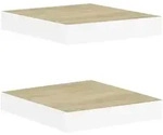 vidaXL Schweberegale 2 Stk. Eichen-Optik und Wei&szlig; 23x23,5x3,8 cm MDF