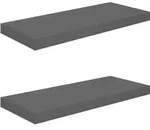 vidaXL Schweberegale 2 Stk. Hochglanz-Grau 60x23,5x3,8 cm MDF