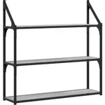 vidaXL Wandregal 3 F&auml;cher Grau Sonoma 80x21x78,5 cm Holzwerkstoff