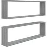 vidaXL Wandregale 2 Stk. Grau Sonoma 100x15x30 cm Holzwerkstoff