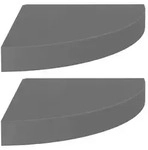 vidaXL Eck-Schweberegale 2 Stk. Hochglanz-Grau 25x25x3,8 cm MDF
