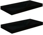 vidaXL Schweberegale 2 Stk. Hochglanz-Schwarz 50x23x3,8 cm MDF
