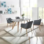 SalesFever Esstisch skandinavisches Design | Gestell Holz massive Eiche | Tischplatte