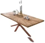 SIT M&ouml;bel Esstisch | 180 x 100 cm | Platte 50 mm Teak natur | Gestell Metall