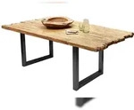 SIT M&ouml;bel Esstisch aus Teak 240 cm | Platte 50 mm natur | Kufen-Gestell Metall