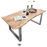 SIT M&ouml;bel Baumkante-Tisch 220 cm | Platte Akazie natur 56 mm | Kufengestell Metall
