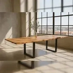 M&ouml;belliebling Esstisch Baumkante Akazie stone 160 (260) x 90 cm mit...