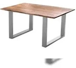 M&ouml;belliebling Esstisch Baumkante massiv Akazie nougatfarben 160 x 85 cm silber