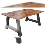 M&ouml;belliebling Esstisch Baumkante Massiv Mango naturfarben 120 x 80 silber...