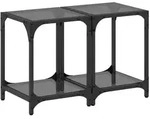 vidaXL Couchtische mit Glasplatte 2 Stk. Schwarz 30x30x40 cm Stahl