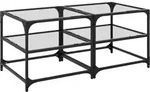 vidaXL Couchtische mit Glasplatten 2 Stk. Transparent 50x50x45cm Stahl