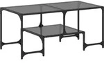vidaXL Couchtisch mit Glasplatte Schwarz 98,5x50x45 cm Stahl