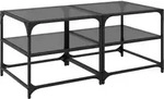 vidaXL Couchtische mit Glasplatten 2 Stk. Schwarz 50x50x45 cm Stahl