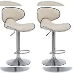 CLP 2er Set Barhocker Las Vegas Kunstleder creme/chrom