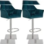 CLP 2er Set Barhocker Damaso Samtbezug gr&uuml;n/Edelstahl