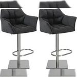 CLP 2er Set Barhocker Damaso Stoffbezug edelstahl/dunkelgrau
