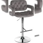CLP Barhocker Dublin Samt grau/Metall in Chromoptik