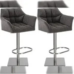 CLP 2er Set Barhocker Damaso Stoffbezug edelstahl/titangrau