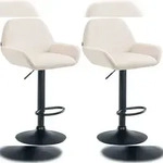 CLP 2er Set Barhocker Braga Samt creme/Metall matt schwarz