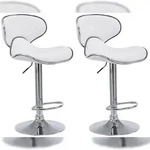CLP 2er Set Barhocker Las Vegas Kunstleder wei&szlig;/chrom