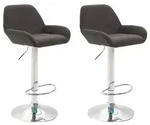 CLP 2er Set Barhocker Braga Stoff Stoff HBT: 89x51x52 cm dunkelgrau chrom