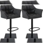 CLP 2er Set Barhocker Damaso Stoffbezug schwarz/dunkelgrau
