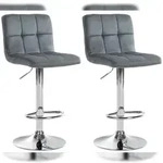 CLP 2er Set Barhocker Peru Samt Samt HBT: 94x46x47 cm dunkelgrau chrom