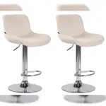 CLP 2er Set Barhocker Lentini Samt creme/chrom