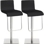 CLP 2er Set Barhocker Limon Kunstlederbezug schwarz/edelstahl