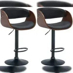 CLP 2er Set Barhocker Portmore Kunstleder walnuss/schwarz/Metall matt schwarz