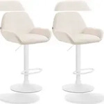 CLP 2er Set Barhocker Braga Samt creme/Metall matt weiss