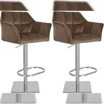 CLP 2er Set Barhocker Damaso Samtbezug braun/Edelstahl