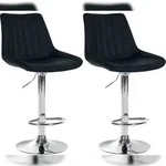 CLP 2er Set Barhocker Toni Kunstleder schwarz/Metall in Chromoptik