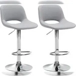 CLP 2er Set Barhocker Camden Kunstleder grau/Metall in Chromoptik