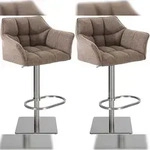 CLP 2er Set Barhocker Damaso Stoffbezug edelstahl/terrabraun