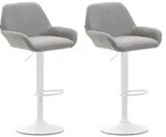 CLP 2er Set Barhocker Braga Stoff grau/wei&szlig;