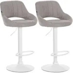 CLP 2er Set Barhocker Milet Stoff Stoff HBT: 85x47x48 cm Metall matt weiss grau