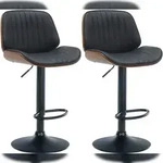 CLP 2er Set Barhocker Nova Kunstleder walnuss/schwarz