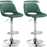 CLP 2er Set Barhocker Camden Samt gr&uuml;n/Metall in Chromoptik