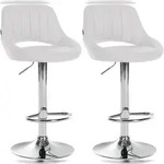 CLP 2er Set Barhocker Milet Kunstleder wei&szlig;/Metall in Chromoptik