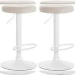CLP 2er Set Barhocker Ponte Samt creme/Metall matt weiss