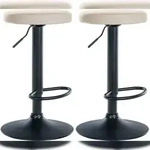 CLP 2er Set Barhocker Ponte Kunstleder creme/Metall matt schwarz