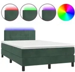 vidaXL Boxspringbett mit Matratze & LED Dunkelgr&uuml;n 120x200 cm Samt
