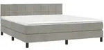vidaXL Boxspringbett mit Matratze & LED Hellgrau 180x200 cm Samt