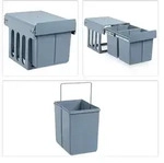 Relaxdays Einbaum&uuml;lleimer K&uuml;che, Auszug, Duo je 15 l, M&uuml;llsystem Unterschrank,