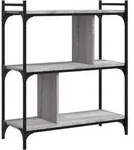vidaXL B&uuml;cherregal 3 B&ouml;den Grau Sonoma 76x32x88 cm Holzwerkstoff